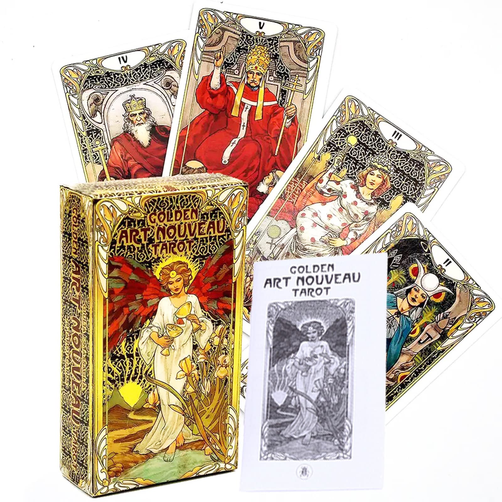 Amazon.com: Atesswy Golden Art Nouveau Tarot Deck, 78 Standard
